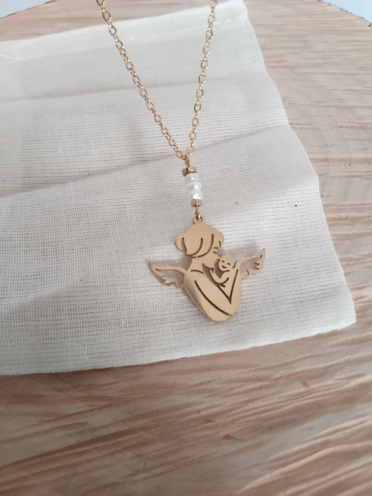Collier maman ange perles de culture d'eau douce naturelles + carte offerte – photo 4